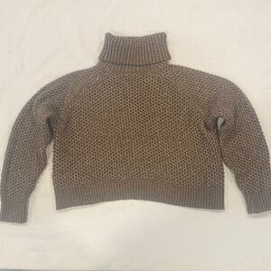 Zenana Outfitters Textured Turtleneck Sweater - Brown